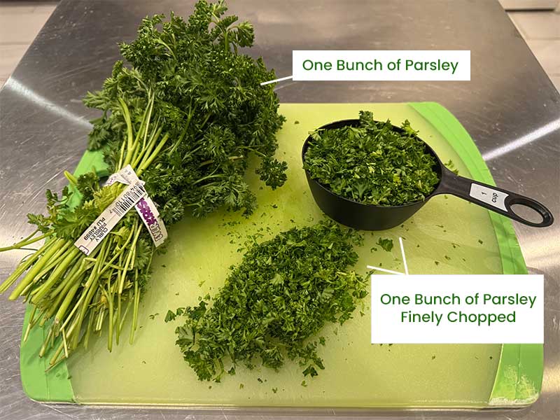 Chopped parsley for chimichurri sauce