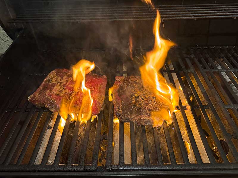 Searing the meat