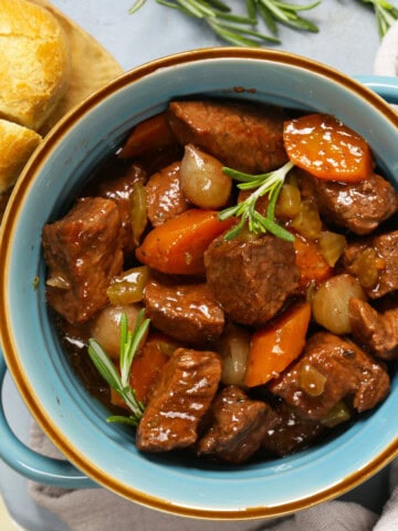 Sun Oven beef stew in a bowl